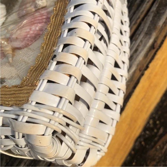 Princess Charming Atlas SeaShell Seahorse Beach Wicker Purse Bag Vintage 50s 60s - Picture 10 of 12